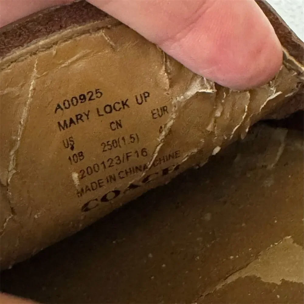 Coach Mary Lock UpWomen's Brown Leather Loafer Flats Size 10B Slip-On Casual - Picture 7 of 9